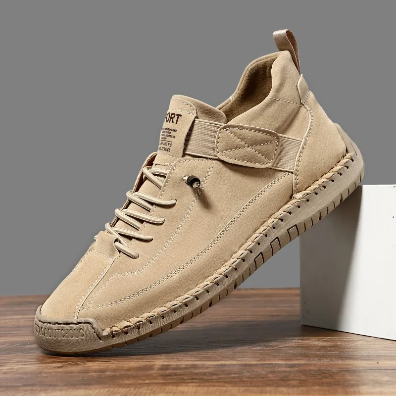 

Большие размеры 35–48, кожаные ботильоны унисекс ручной работы, мужские повседневные лоферы, женские дышащие нескользящие туфли челси со средним верхом в британском стиле