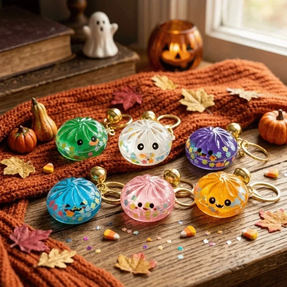 Creative Flowing Sand Dumpling Keychain Random 1 PCS Acrylic Cartoon Pendant Miniature Squishy Steamed Bun Pendant Gift