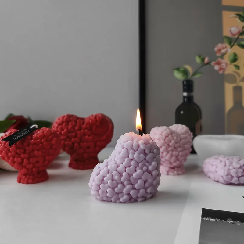 Valentine\'s Day Love Rose Silicone Candle Mold 3D Love Flower Chocolate Cake Fudge Making DIY Soap Gypsum Resin Crafts Molds