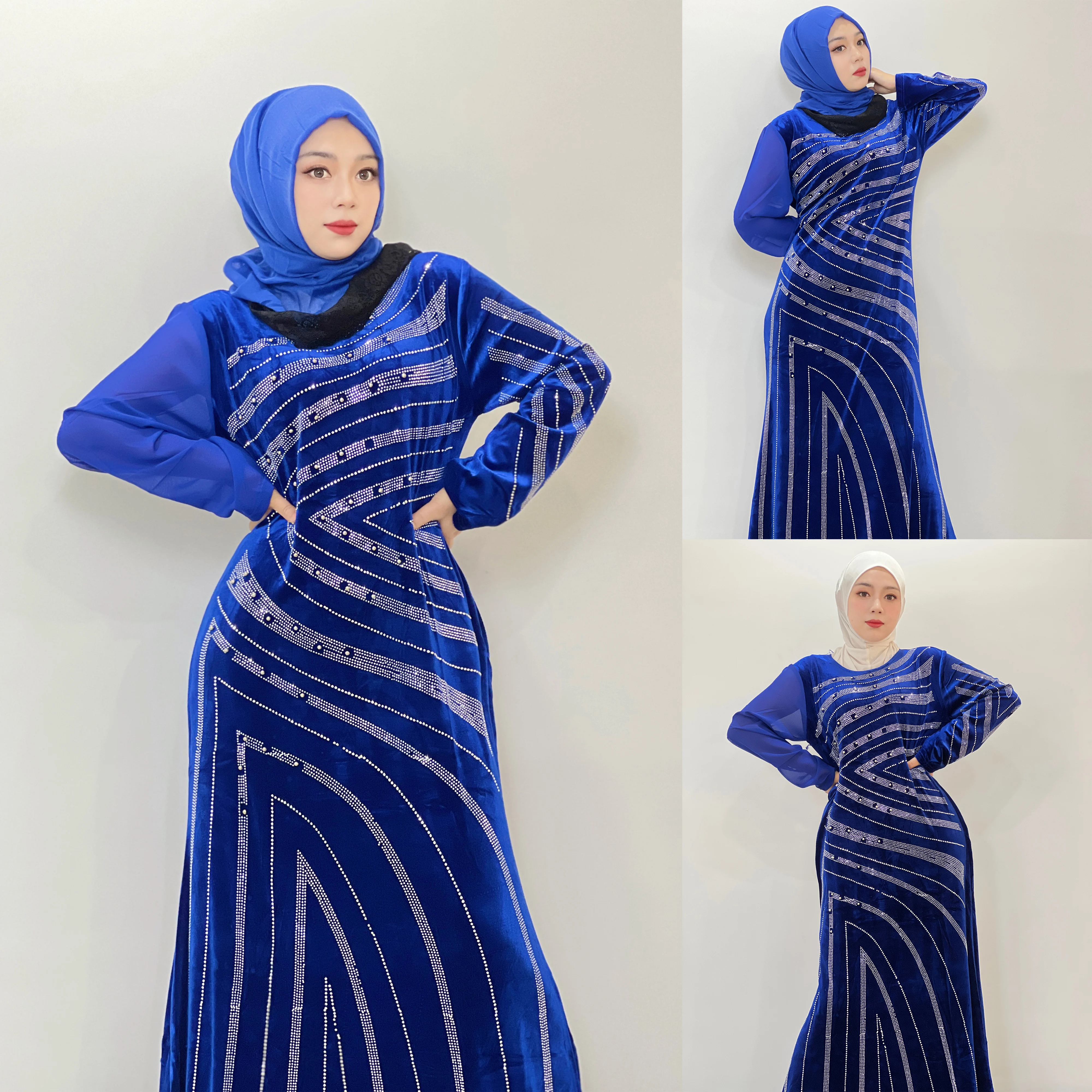 Velvet Caftan Marocain Evening Dresses for Women 2024 African Dashiki Diamond Wedding Gown Kaftan Abayas Robe Djellaba Femme