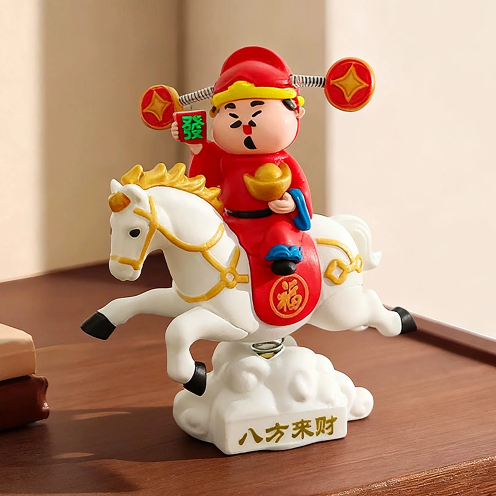 Cute God Of Wealth Desktop Decor Resin Office Car Ornament Lucky Gift For Home Business Decorations
