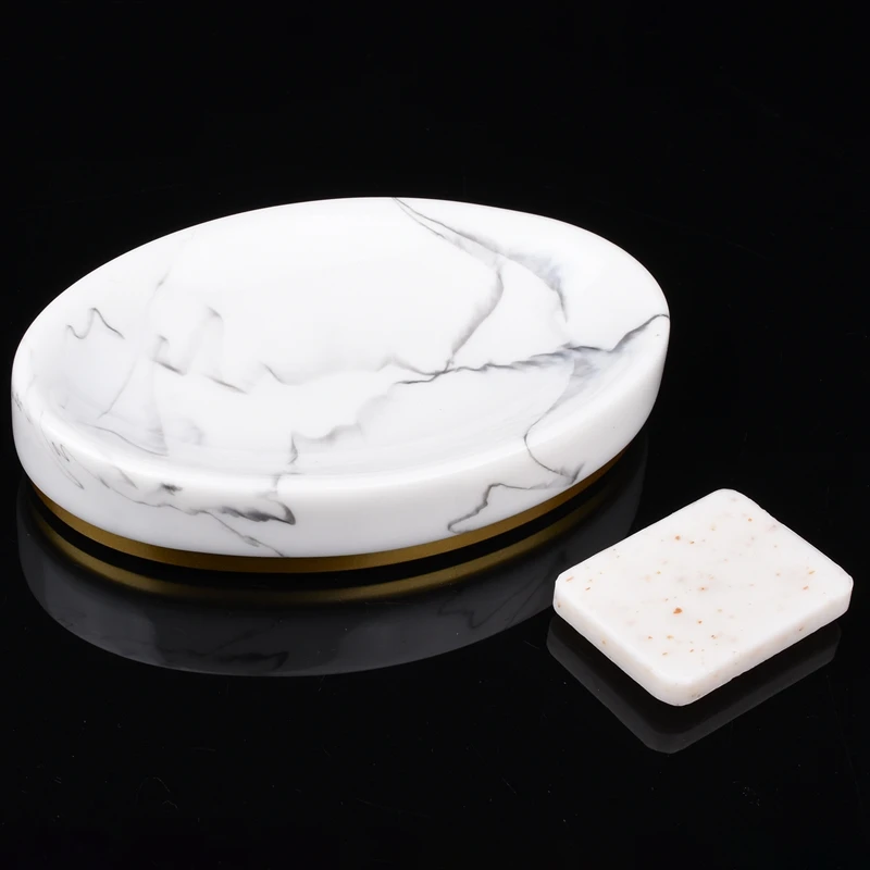 Set di accessori per il bagno ABHU, Set da bagno da 5 pezzi, collezione di Set da bagno pompa per Dispenser di sapone con motivo in marmo, portaspazzolino