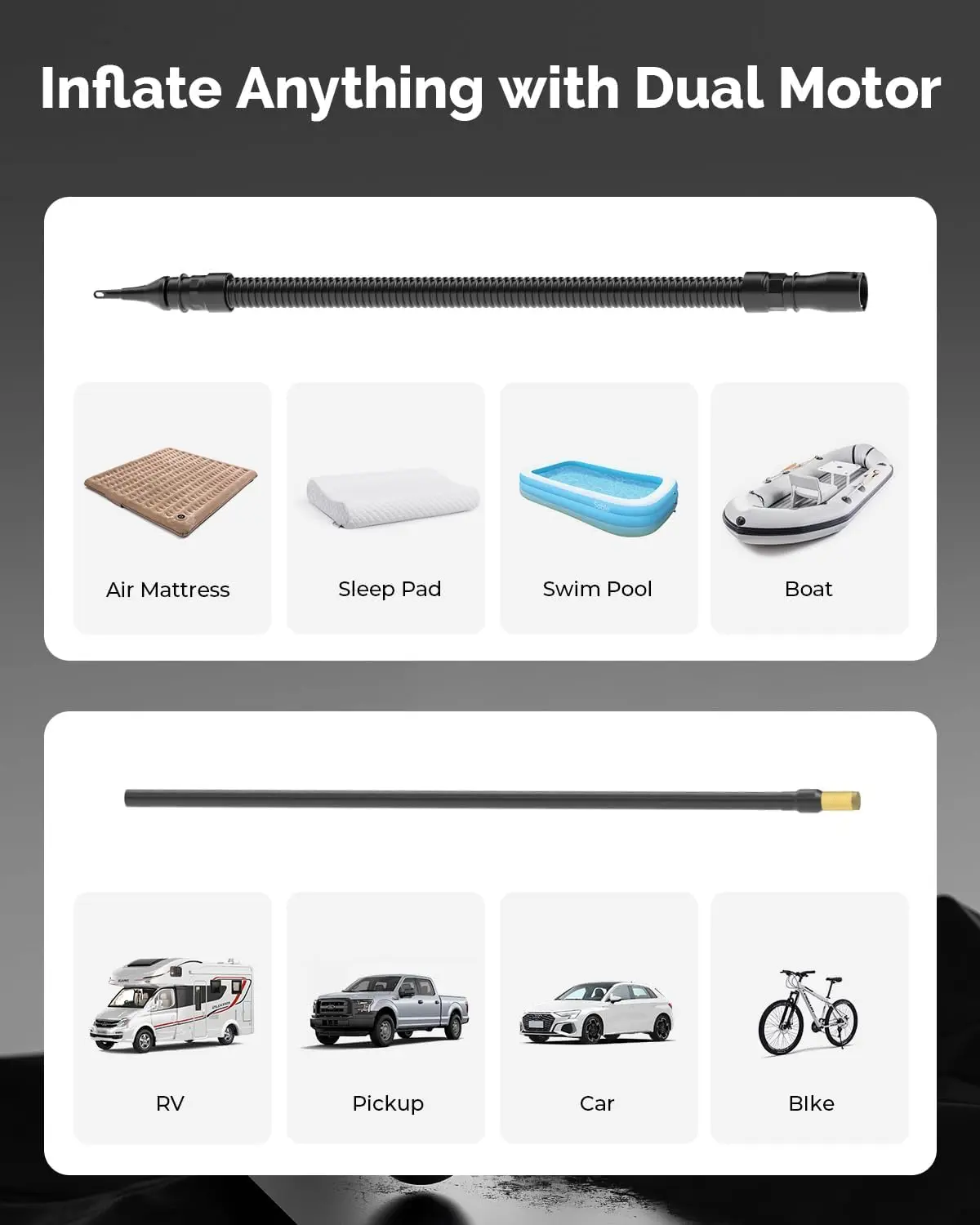 VORTEX S6 Tire Inflator Portable Air Compressor for Heavy-duty Vehicle, Cordless Air Pump for Car & Inflatables with 19200 mAh B