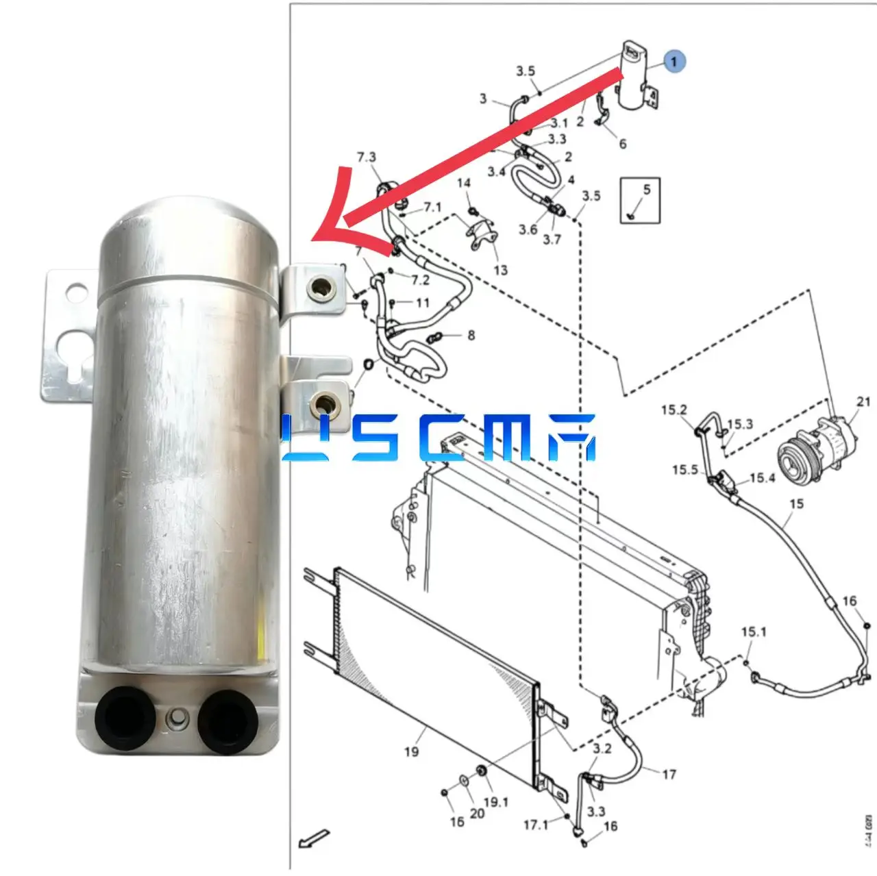 For Scania P450/G450/R450 NTG Air Conditioning Drying Bottle