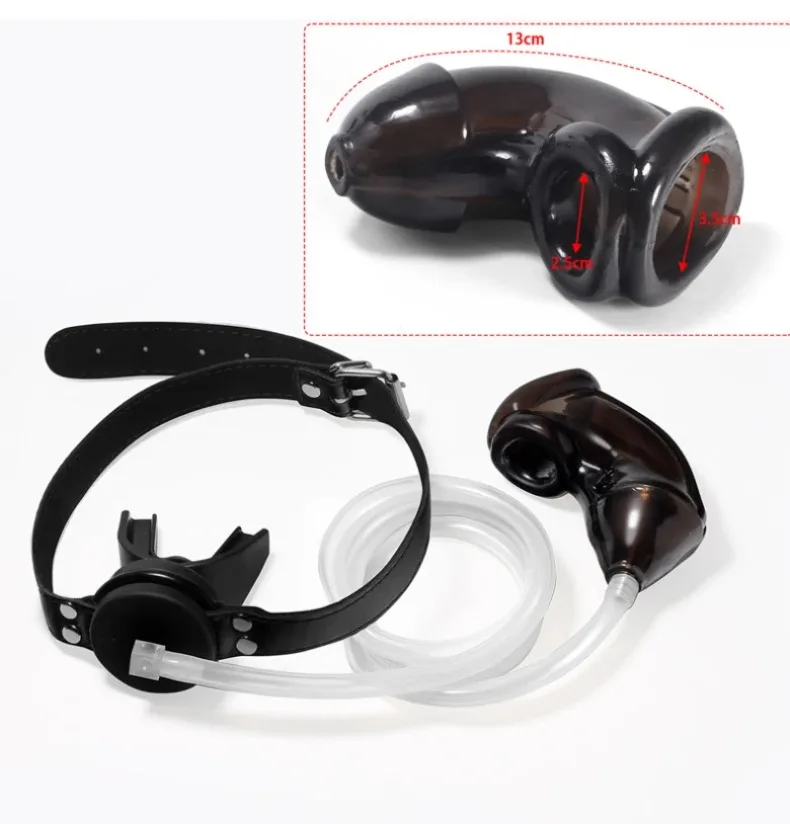 Klatka na penisa na Boże Narodzenie z korkiem do picia, kanałami do przewodów moczowych, kneblem, klatka na penisa, gry erotyczne dla dorosłych, BDSM, zabawki erotyczne dla mężczyzn i kobiet