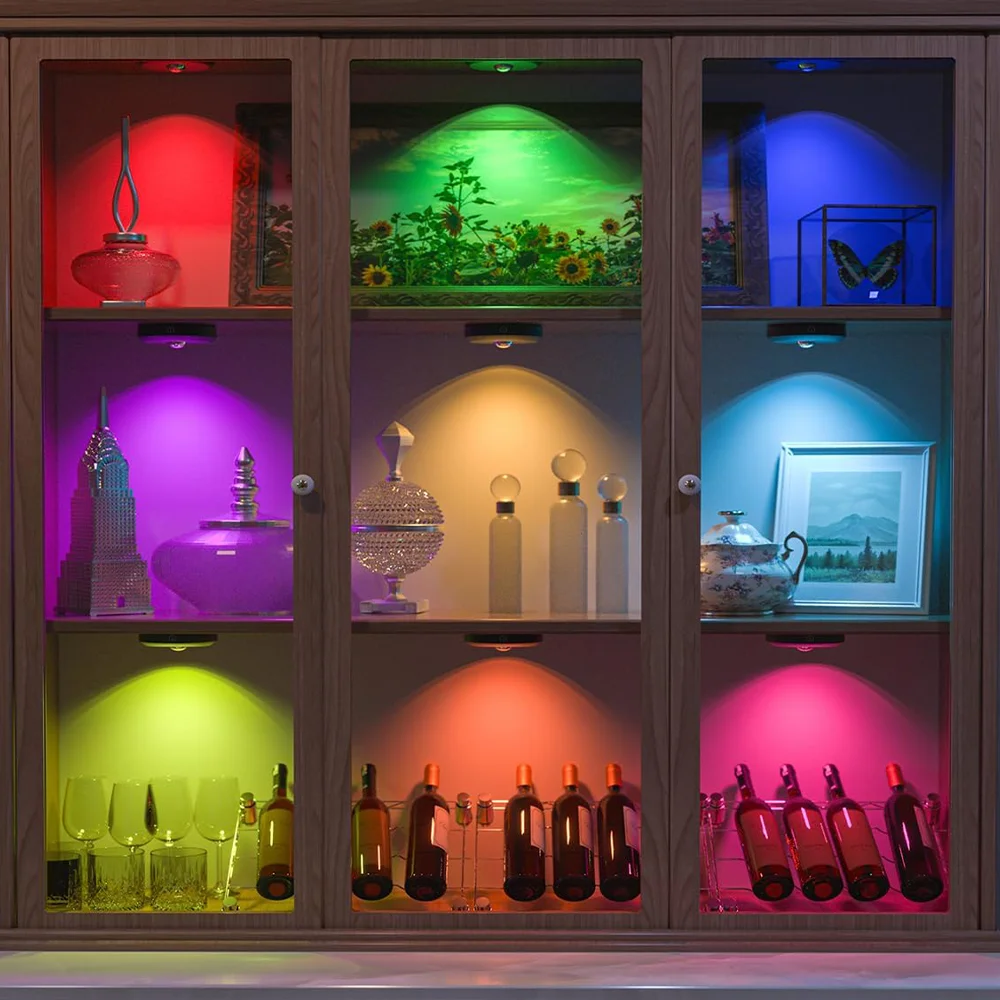 Creative RGB Wall Lights Colourful Wine Cabinet Light USB Rechargeable Cabinet Light Remote Control Night Light Ambient Light