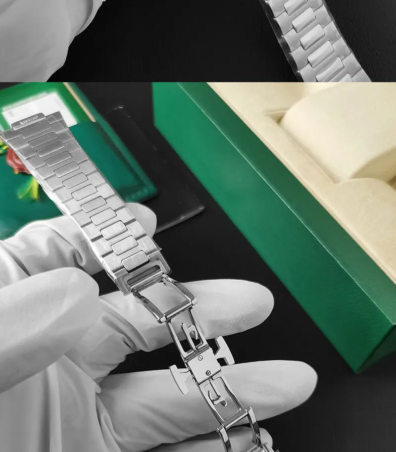 FUYIJIA Luxury Custom NAUTILUS 5712 New Original Watchband 25mm Convex 13mm Strap 316L Stainless Steel Butterfly Buckle Bracelet