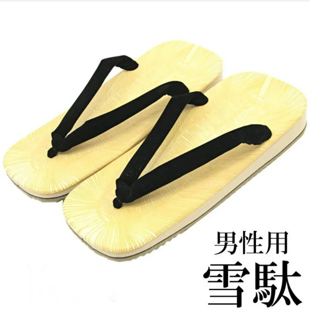 Japanese Traditional Men's Geta Sandals with Suede Straps, Soft Sole, Comfortable Wooden Clogs, Thong Sandals for Kimono Yukata