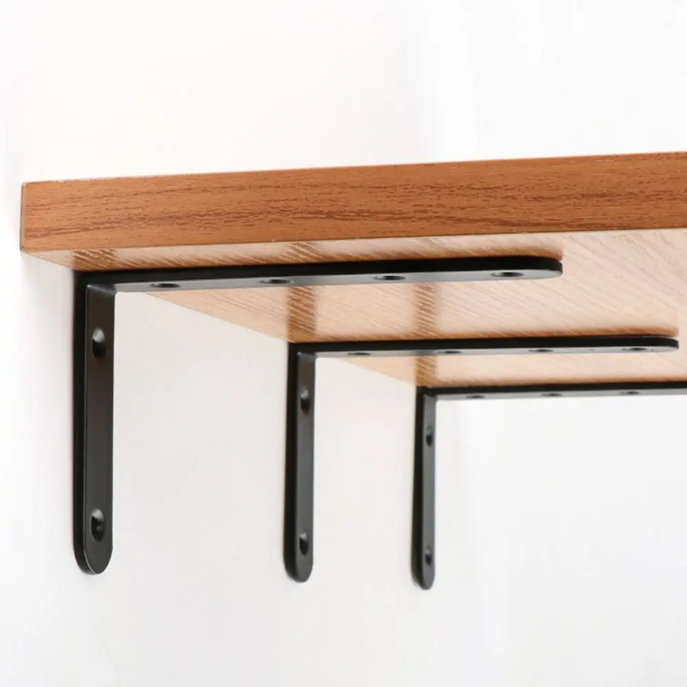 

4Pcs Black Furniture Anchors Falling Prevention 5"x3" Furniture Wall Anchor L-shaped Support Proofing Kit for Dresser Bookshelf