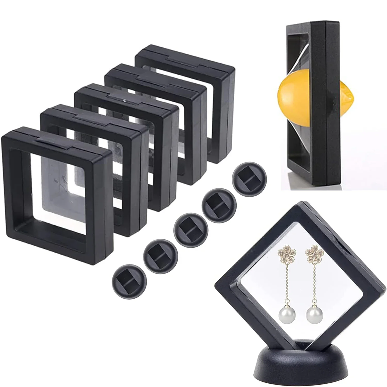 5 مجموعة 11 سنتيمتر ثلاثية الأبعاد إطار عائم عرض موقف شفاف PE صندوق تخزين المجوهرات إطار تعليق للديكور المنزل