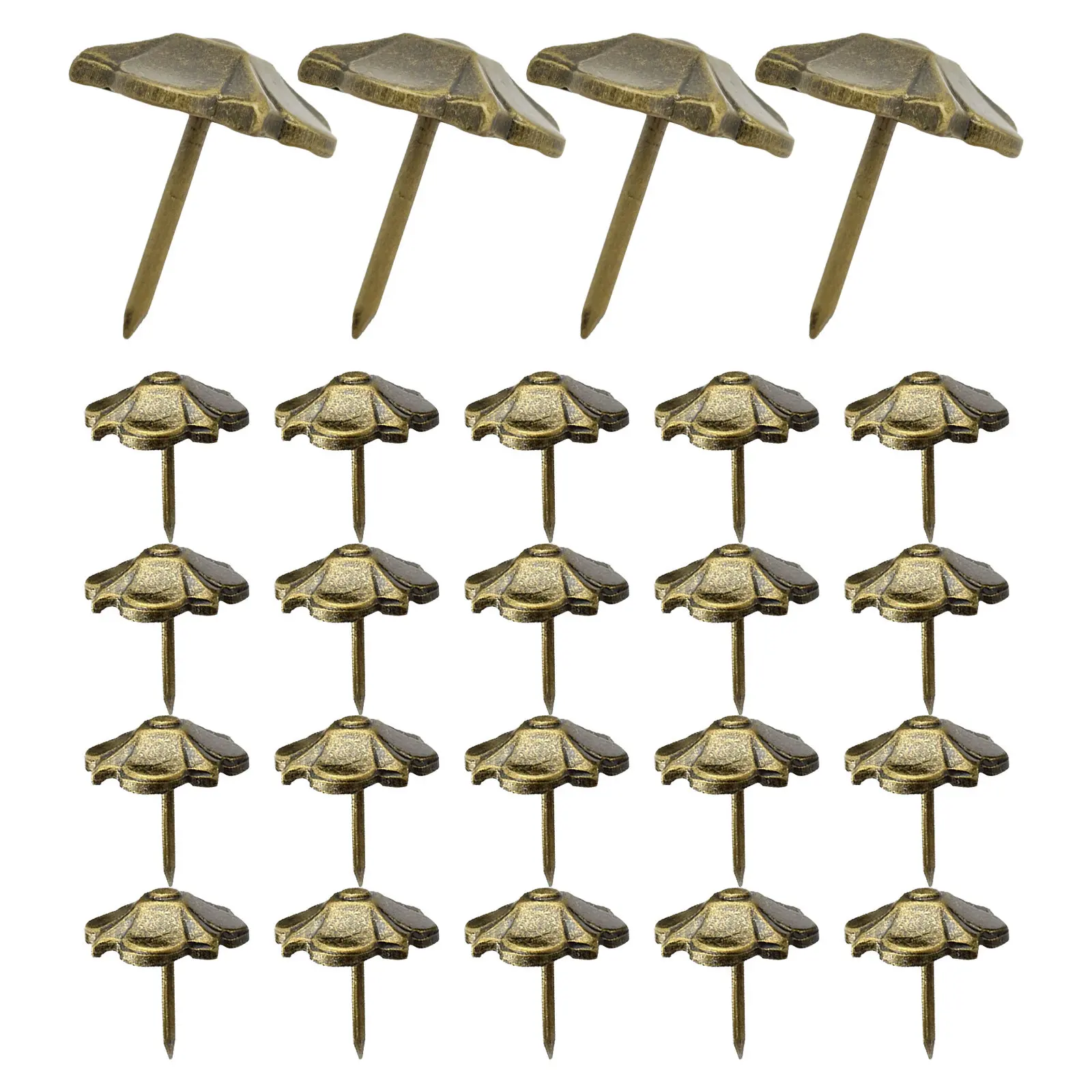 30Pcs Farmhouse Style Four Leaf Clover Upholstery Tacks Bronze Sturdy Metal Decorative Furniture Tacks for Sofa Barn