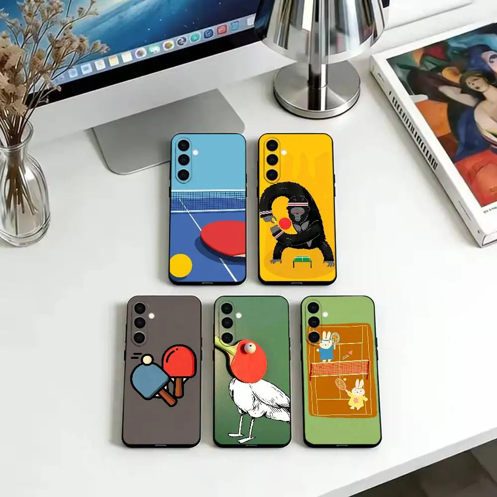 New Table Tennis Cartoon  Phone Case For Samsung Galaxy A73,A72,A71,A70,A53,A52,A51,Soft Silicone Black Cover