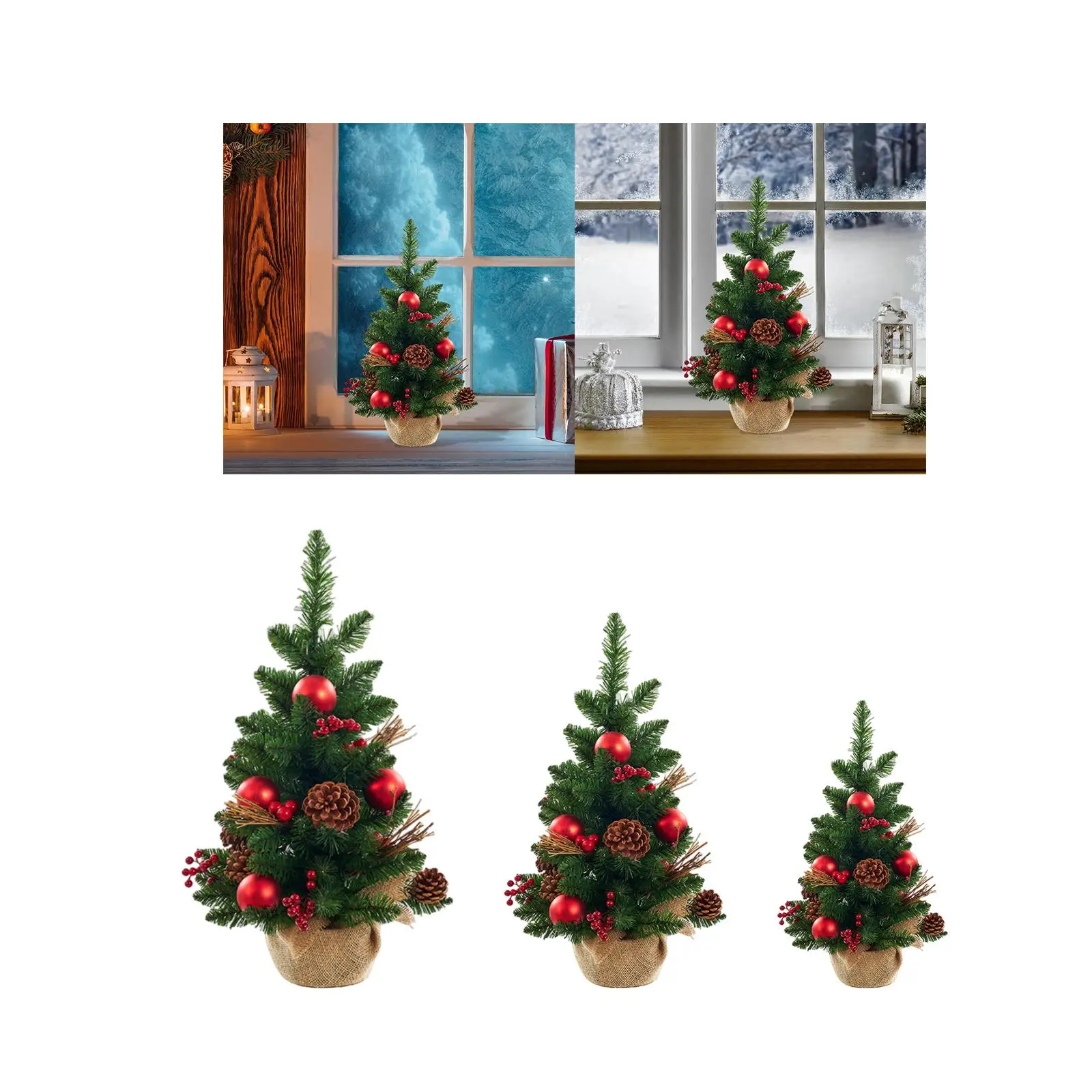 

Small Artificial Christmas Tree Holiday Centerpiece Mini Christmas Tree Decoration for Window Shelf Living Room Bedside Birthday