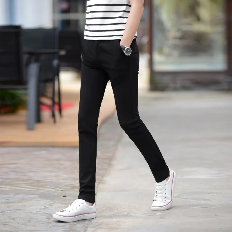 

Autumn Winter Casual Pants Men's Office Long Trousers Slim Fit Thiened Youth Nine Points Men's Thi Sle Faionable Pants