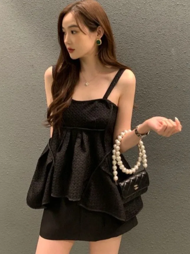 

Ele Summer New Sle Design Irregular Pleated Women's Tank Top Slimming Age-Defng Top Loose Fit Single Piece Chinese Or...