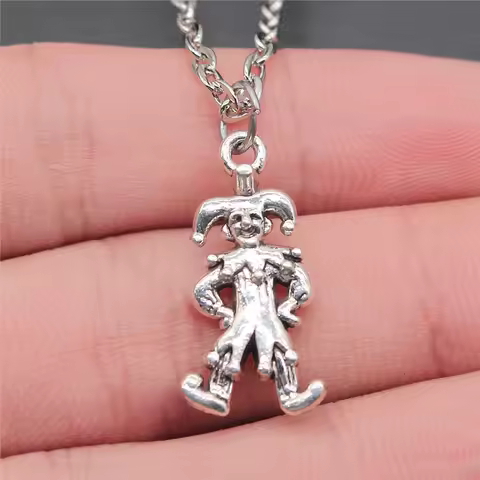 2 Colors 24x12mm Clown Funny People Harlequin Pendant Necklace Jewelry For Women