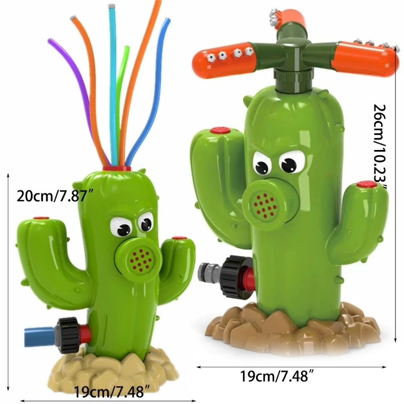 Aspersor água forma cacto desenho animado, brinquedo para quintal, parque aquático, aspersor para o verão, jogo