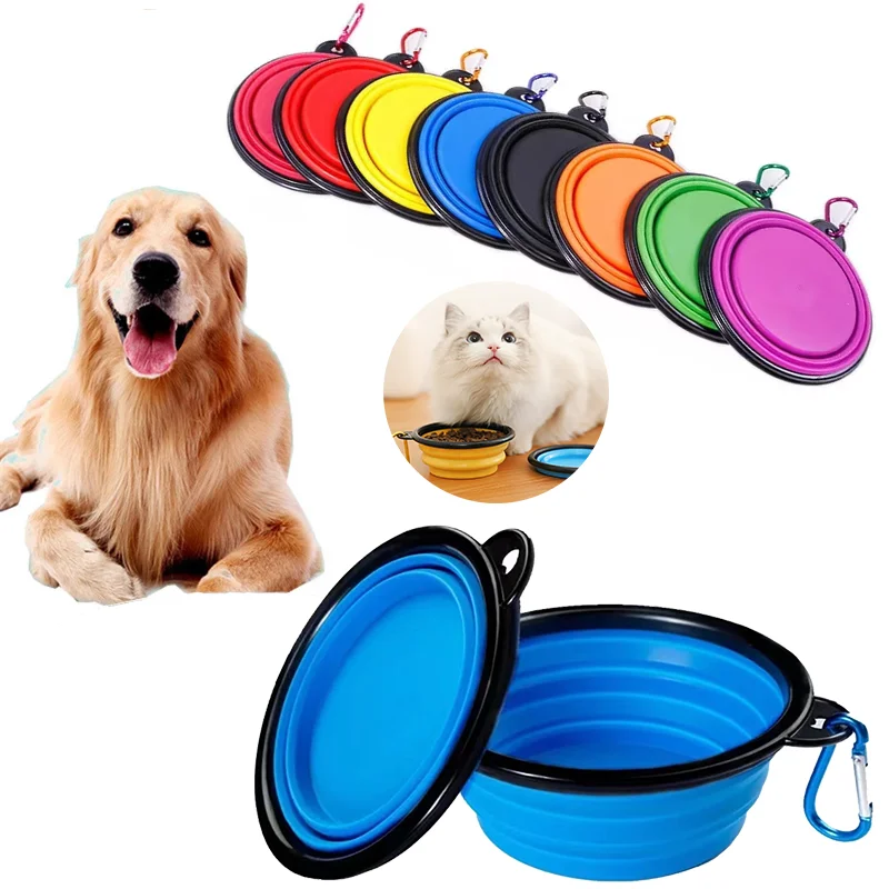 350/1000ML Large Collapsible Dog Cat Folding Silicone Bowl Portable Puppy Food Container Outdoor Feeder Dish Bowl Dog accessorie