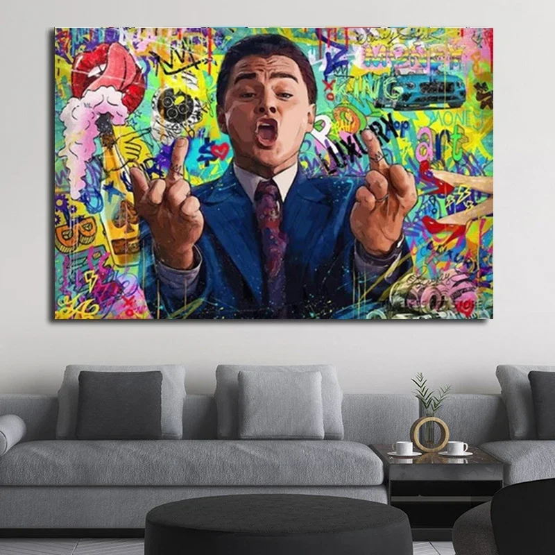 ملصقات أفلام كلاسيكية من Wolf of Wall Street ، صور لقطب المال لديكور الغرفة ، لوحة قماشية #3