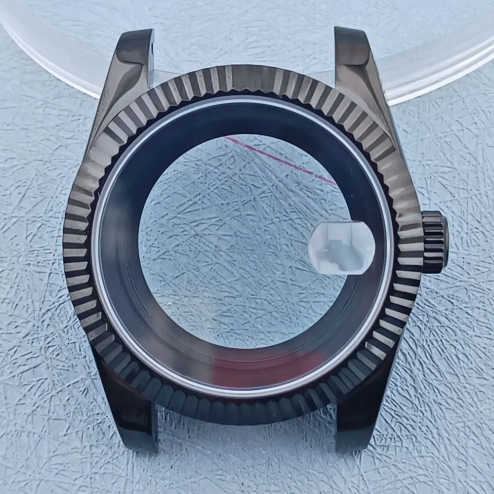 39mm NH35 NH36 Black watch case suitable for NH35 movement mounting 316L stainless steel sapphire glass 100m waterproof