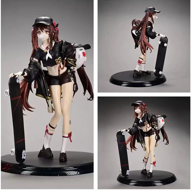 Anime Genshin Impact Figurines Beautiful Girl Ganyu Figure Gk Statue Skateboard Hu Tao Action Figure Model PVC Collection Toys