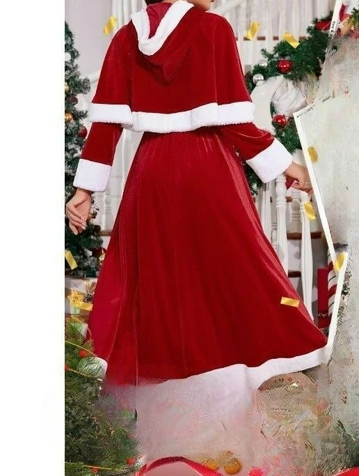 2025 Autumn and Winter New Christmas Party Robe Clothing Red Shawl Dress Christmas Clothing