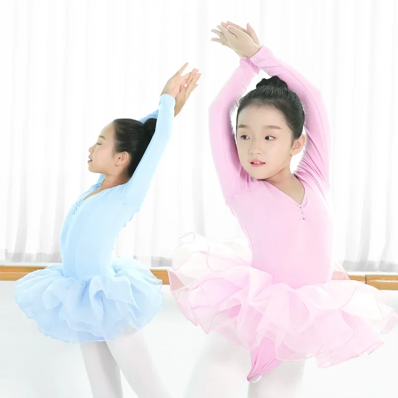 Ballet dress Kids Long Sleeve Ballet Tutu Dress Girls Dress Skirted Leotard Gymnastics Dancewear Ballerina Party Costumes