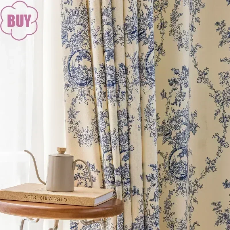 1PC American Curtains for Living Dining Room Bedroom Simple European Balcony Chenille Sheer Curtains Window White Tulle Custom