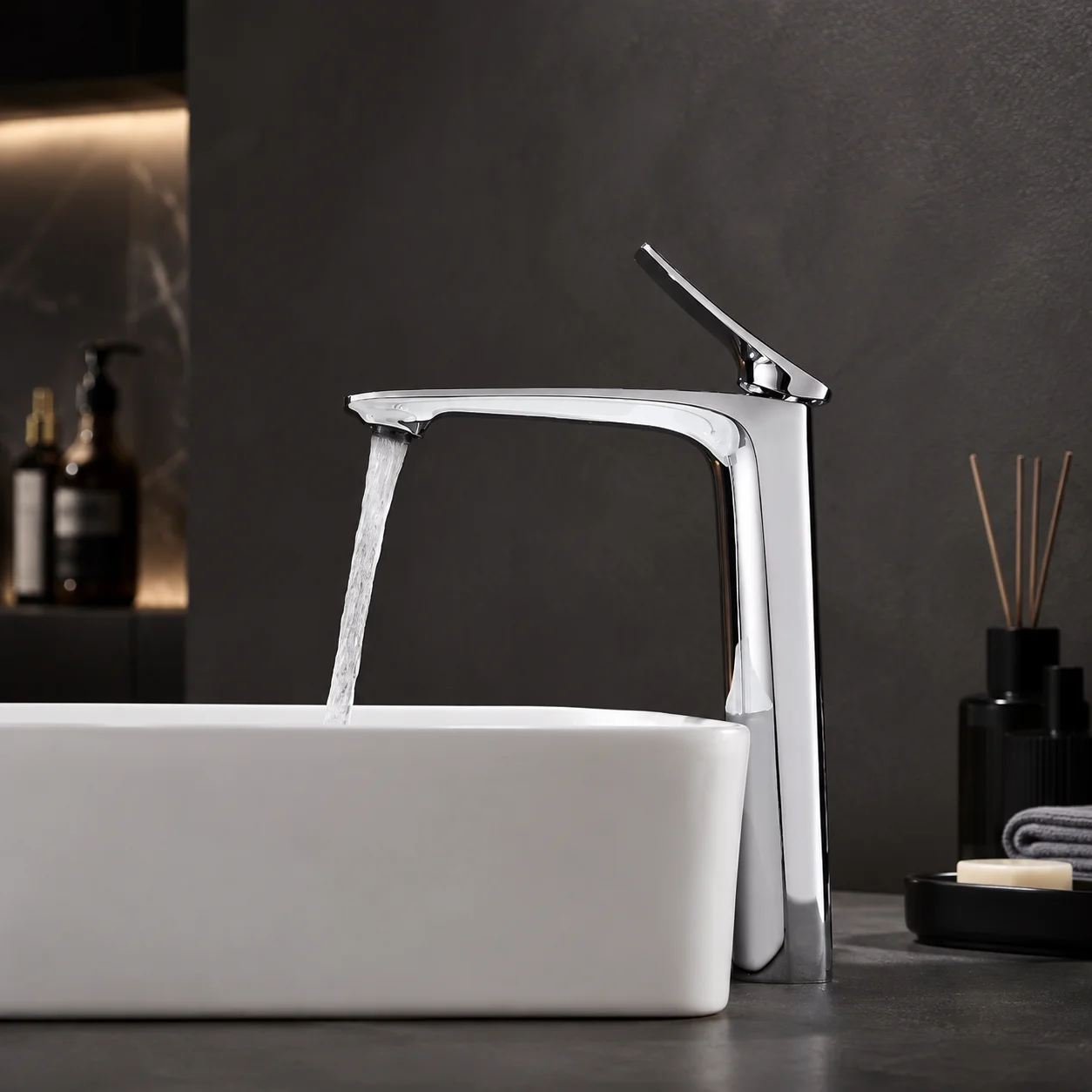 Luxury Tall Basin Mixer Bathroom Sink Faucet Washbasin Tapware Hot Cold Water Brass Chrome Matte Black Ceramic Cartridge