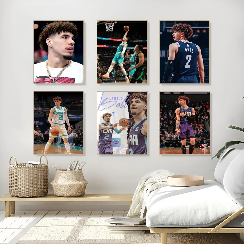 1PC Lamelo Ball Poster autoadesivo Art adesivo di carta impermeabile Coffee House Bar Room Wall Decor