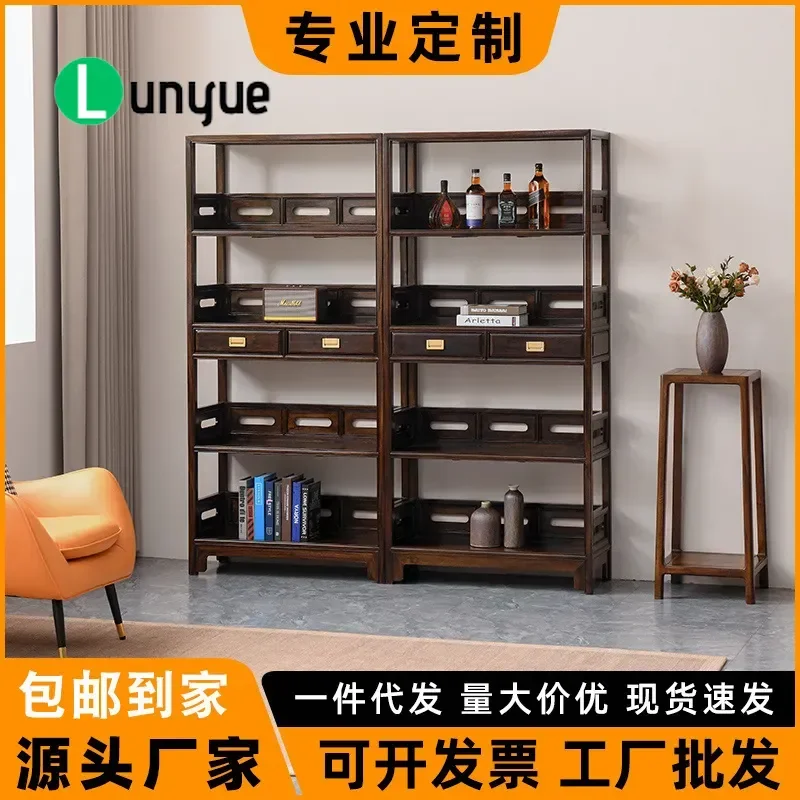 South American Walnut Bookshelf Floor to Ceiling Solid Wood Bookcase Multi Layer Storage Display Rack for Living Room Office
