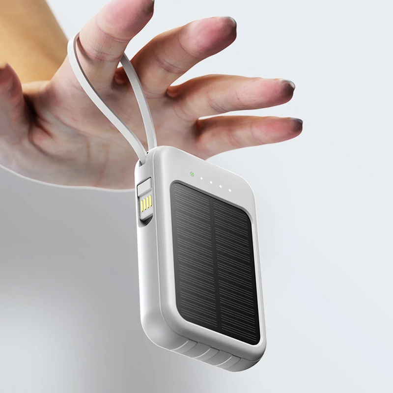 

Портативный солнечный повербанк 20000 мАч с 4 кабелями для зарядки iPhone 16/17, Samsung, Huawei, Xiaomi – внешний аккумулятор