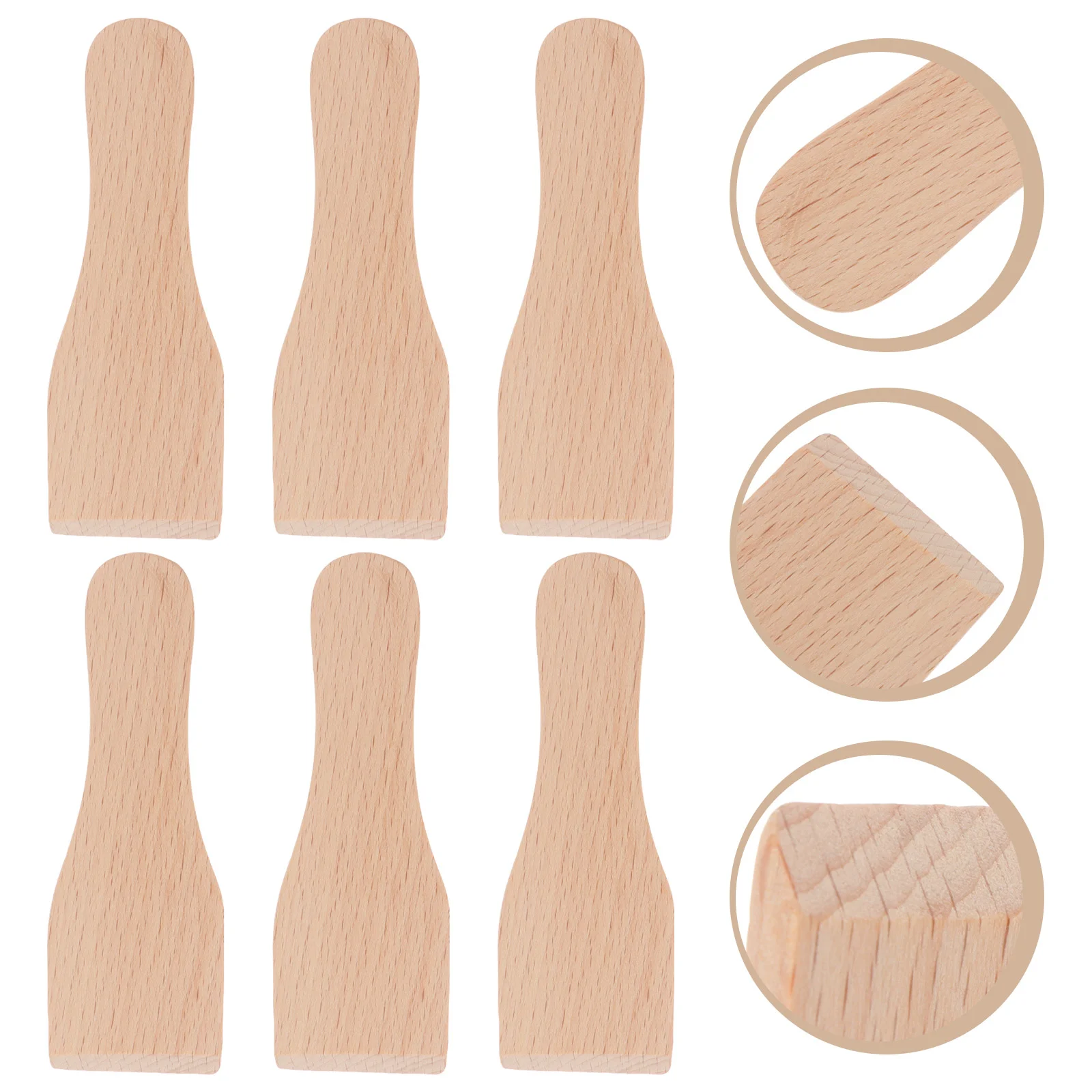 6 Pcs Cookware Small Wooden Anti-scald Non-stick Spatula Kitchen Butter Scraper Smooth Pizza