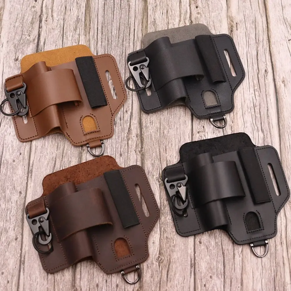 

Multi-pocket Multit-function Sheath Leather Quick-release Buckle Outdoor Pocket Organizer Vintage Camping Hanging Expand Bag