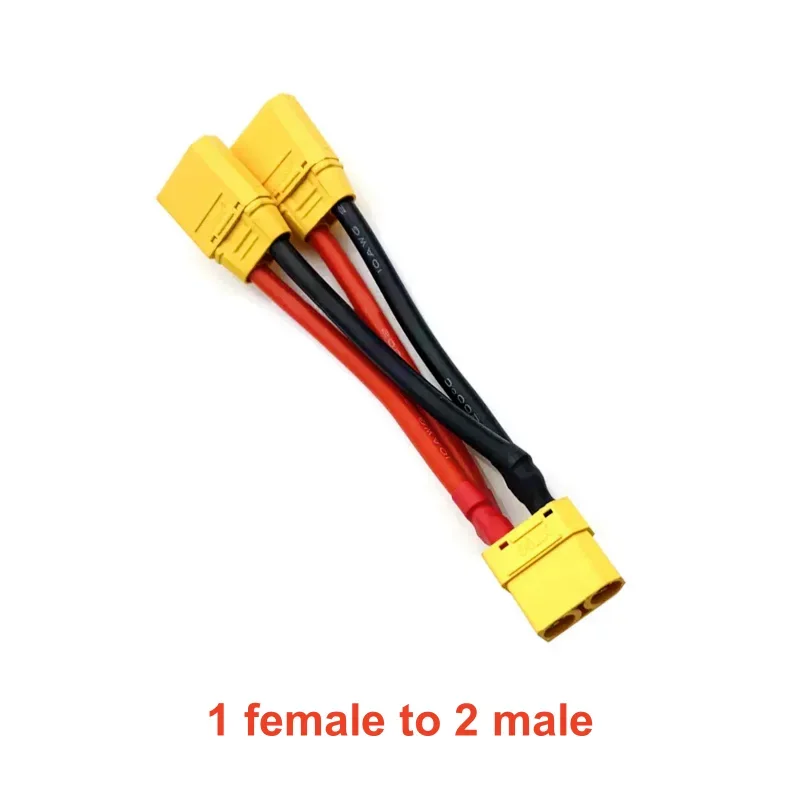 Cable de carga de batería paralelo XT90, divisor Y de 10AWG, extensión Dual, Cable de silicona macho/hembra de 3 vías para Motor de cargador de batería RC