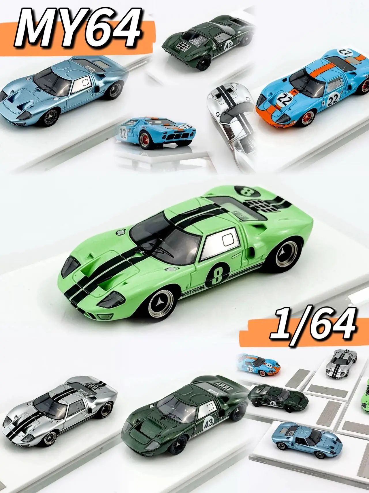 MY64 1:64 Resin Ford GT40 MK1 Le Mans Racing Car Miniature Car Model - Collection Item - Adult Figurine - Boy's Gift