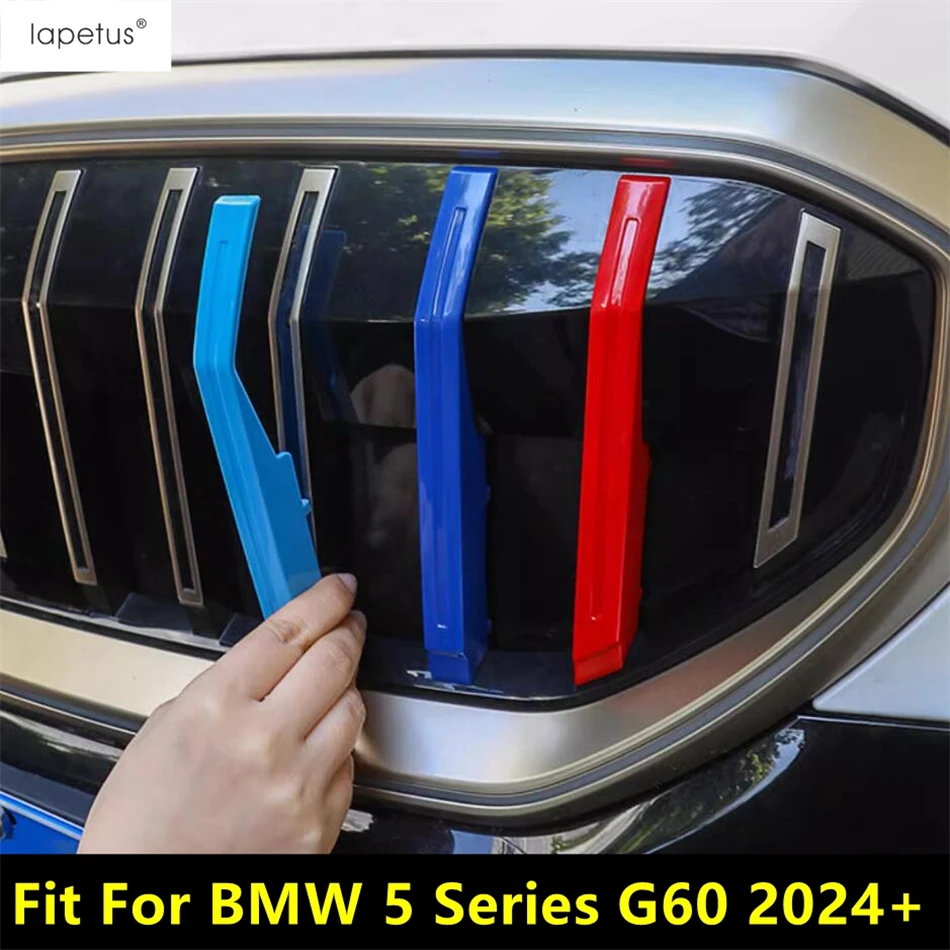 

3Pcs Tri-color Front Grill Grille Bar Strip Buckle Covers Decoration Auto Accessories Exterior For BMW 5 Series G60 2024 2025