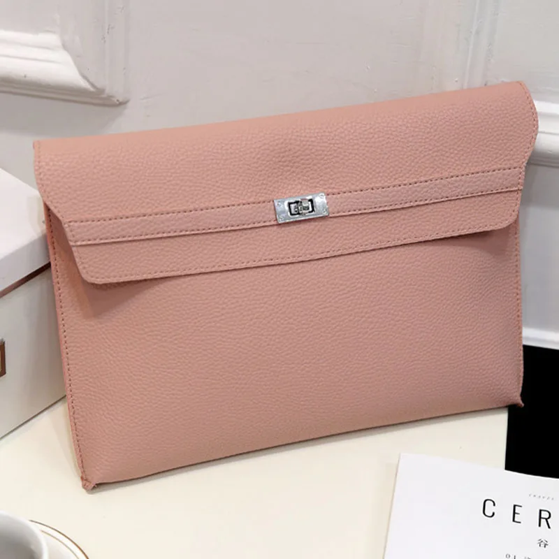 Large Capacity Lychee Pattern Clutch Handbag for Women 2024 Trend PU Leather Envelope Purse Lady Commuting Messenger Bags Wallet