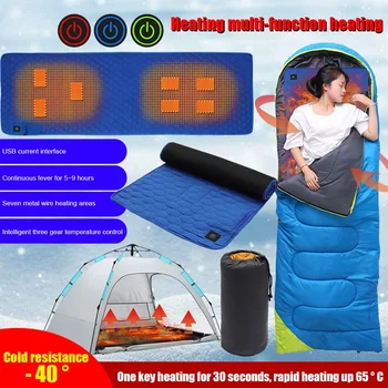 USB Heating Sleeping Mat 4 Heating Zones Adjustable Temperature Electric Heated Pad for Outdoor Camping Tent Mat Sleeping Bag