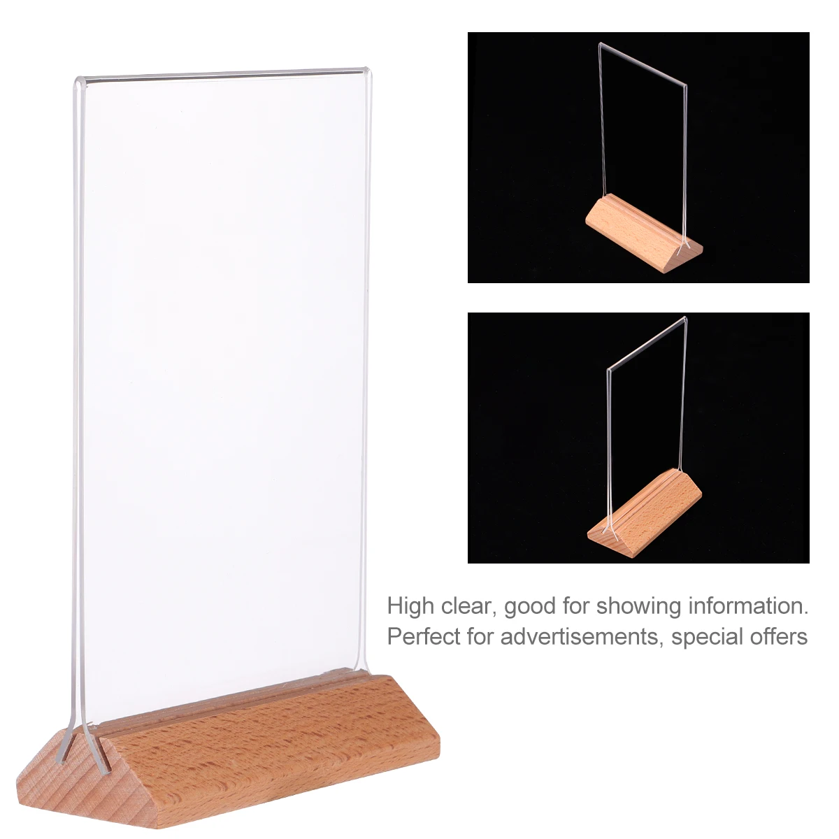 

Acrylic Display Stand Sign Holder Table Menu Holders Restaurant Card Shelf Office Clear Information Advertisements Special