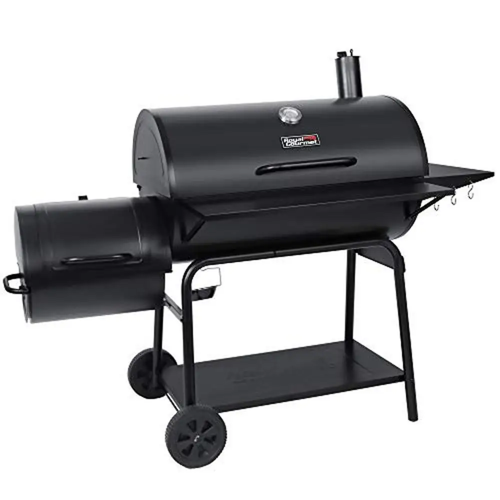 Large Charcoal Grill with Offset Smoker BBQ Barrel Combo 1200 Sq. Inches Cooking Space Event Gathering Patio Outdoor Smoker