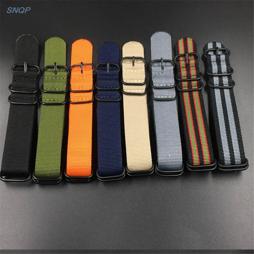 Heavy Duty Nylon Watch Strap Canvas Wrist Band Steel Ring Buckle Sport Waterproof Bracelet Thicken 18mm 20mm 22mm 24mm