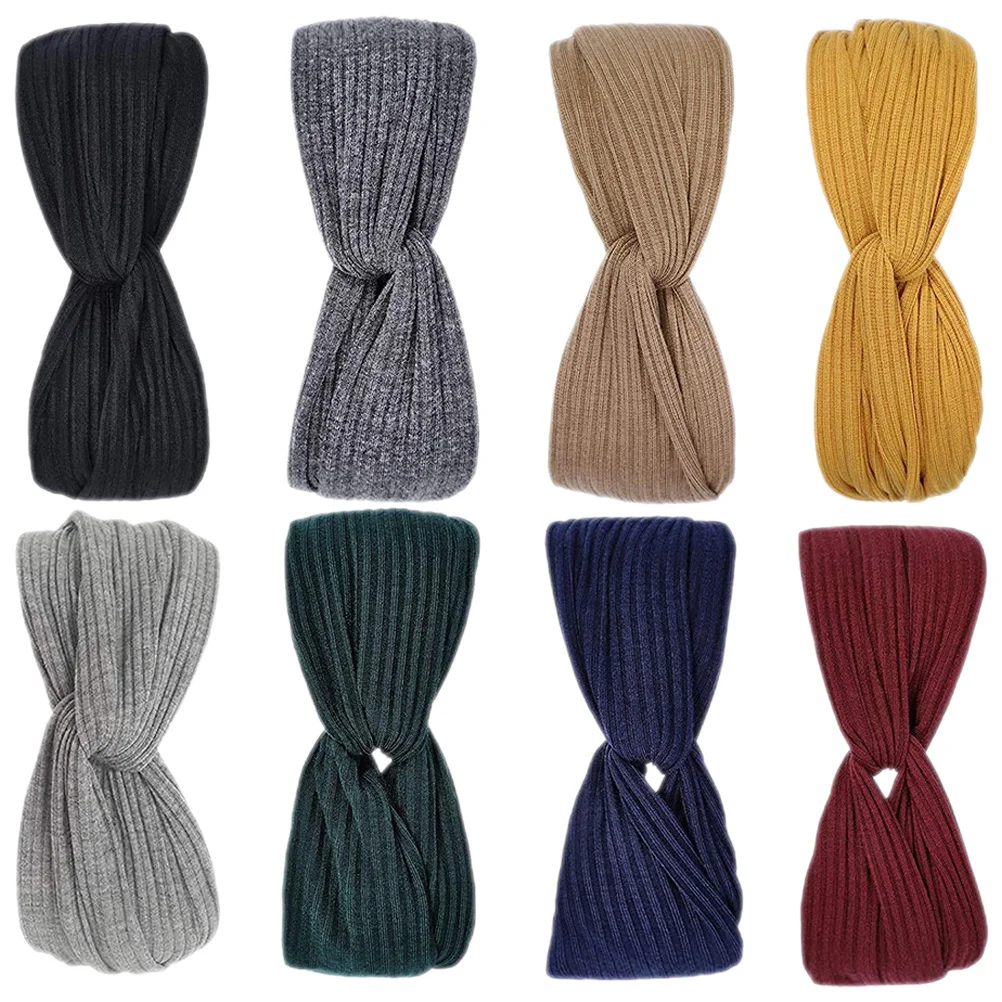 

8Pcs Twist Turban Headbands Stretchy Sweatproof Sports Yoga Running Workout Headbands for Women Twisted Turban Hairband