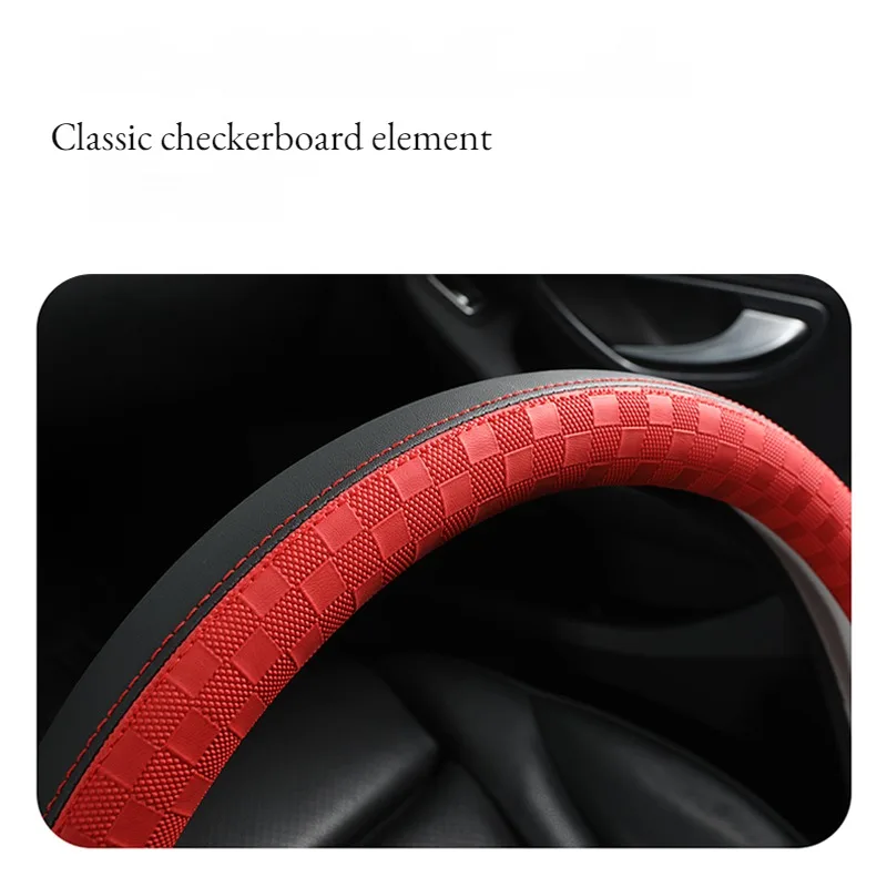 New Chequered Car Steering Wheel Cover  Comfortable and Wear-resistant, Non-slip and Easy To Clean Four Seasons Universal