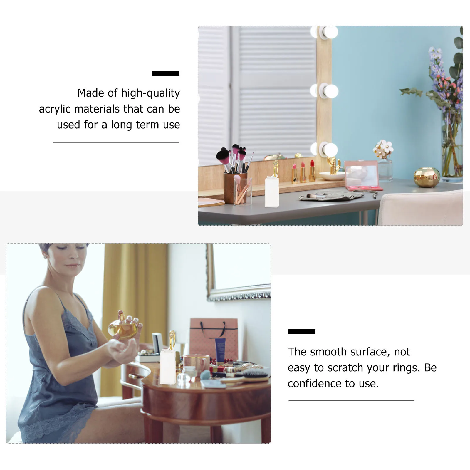 

7Pcs Clear Acrylic Ring Holder Square Jewelry Display Stand Organizer for Rings Retail Store Countertop Showcase