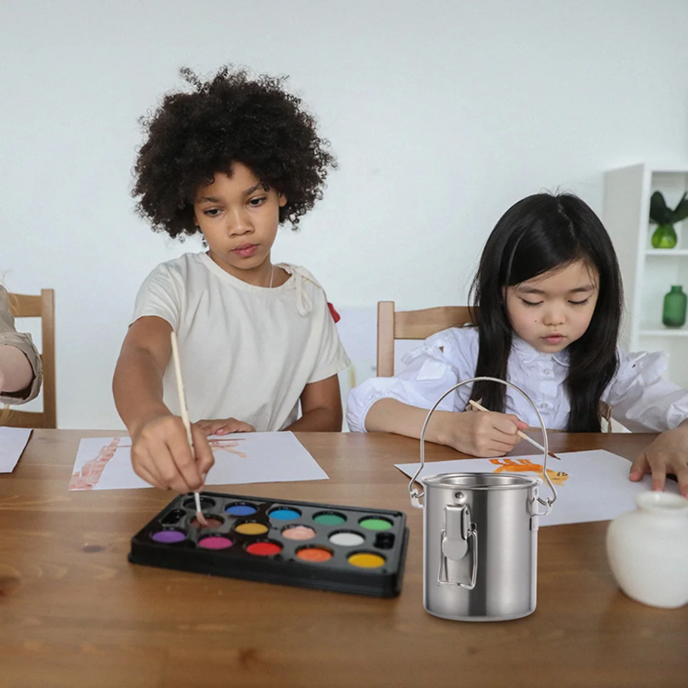 

1 Set Stainless Steel Paint Brush Cleaning Bucket Compact Durable Washer For Water Oil Ink Solvents Portable Painting Tool Pen