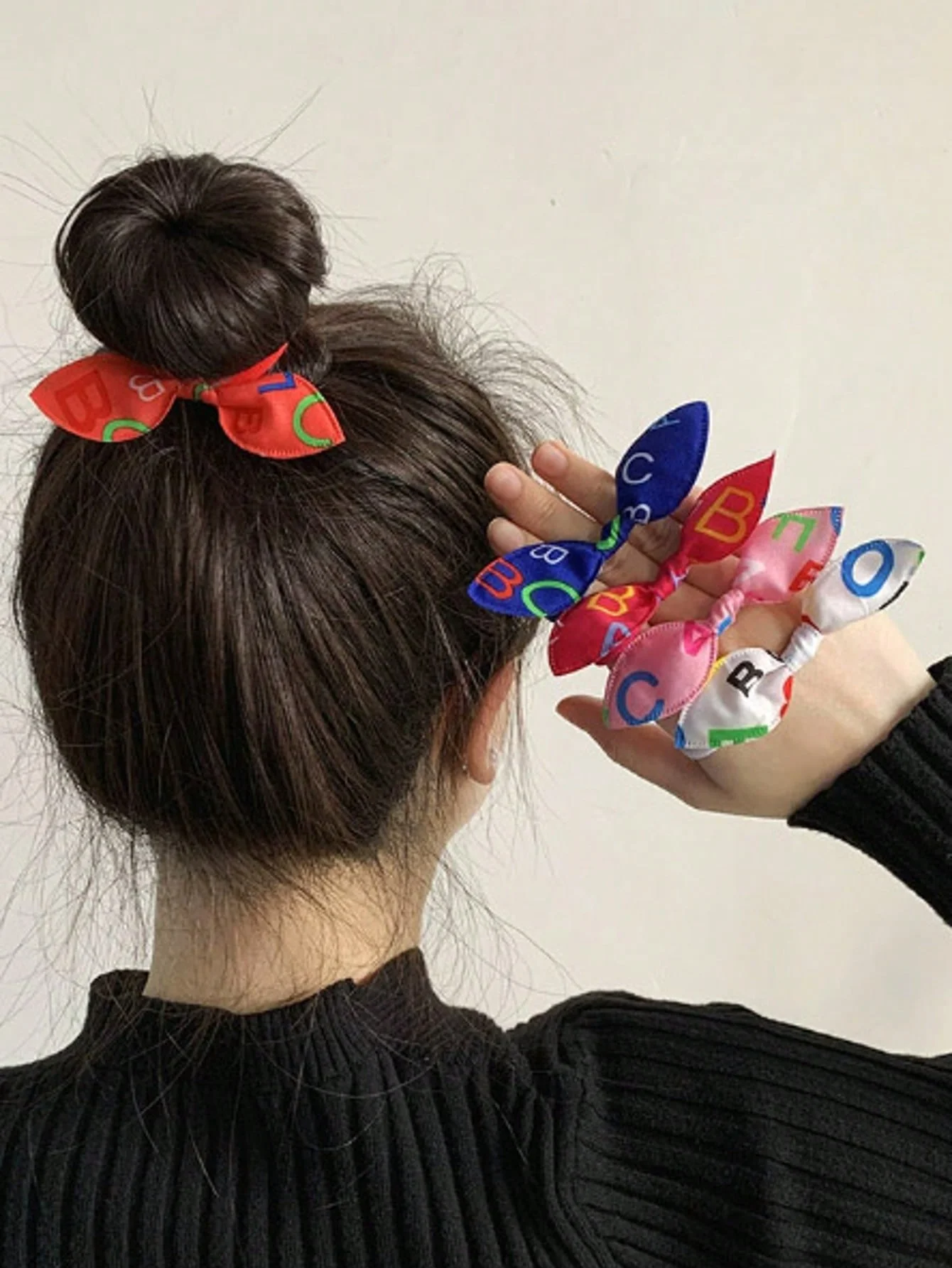 50pcs elastic band cute hair accessory bow colored women's hair rope headband headband loop