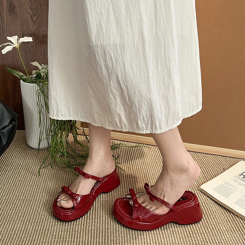 صنادل النساء الصيف المفتوحة تو النساء النعال منصة الموضة أسافين كعب أحذية فستان الشاطئ الصنادل الإناث Sandalias De Mujer