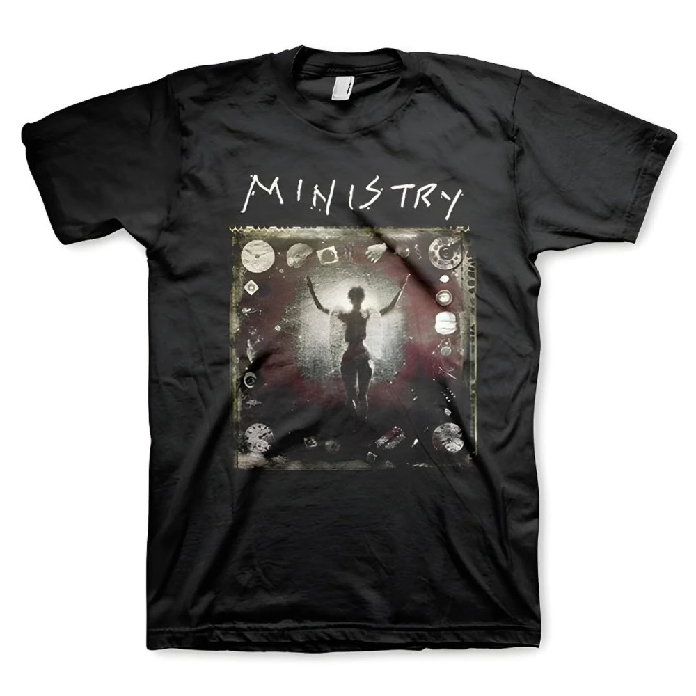 Ministry Industrial Metal Band T-Shirt 220gsm Black Tee Bold MINISTRY Logo Lettering Loose Fit Unisex Shirt for Men Women