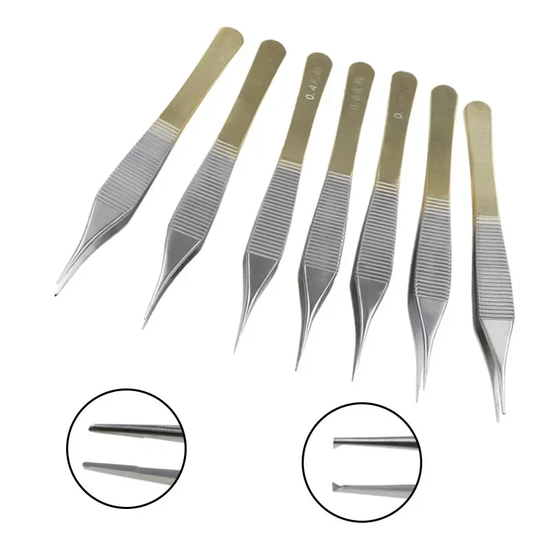 Teethed Forceps Golden Handle Forceps with Platform with Teeth Stainless Steel Ophthalmic Instrument